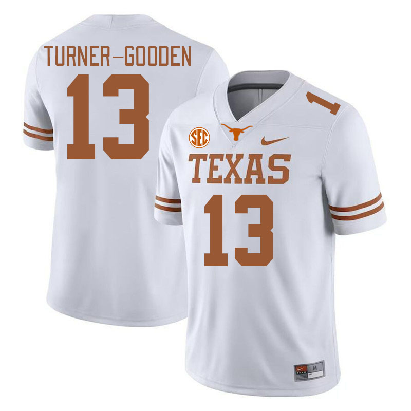 Texas Longhorns #13 Larry Turner-Gooden SEC Conference College Football Jerseys Stitched Sale-White
